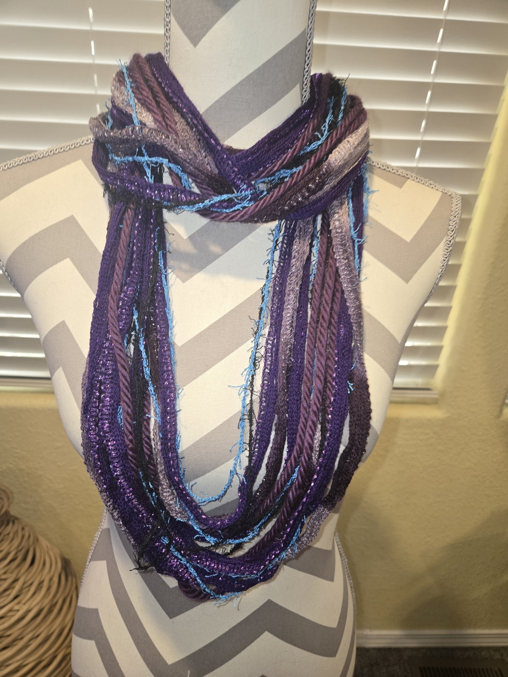 Stylish Multi-Strand Purple Infinity Scarf Necklace